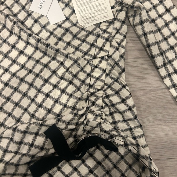 Derek Lam Asymmetric Ruched Wool Blend Crepe Check Top Size 0 - Picture 4 of 6